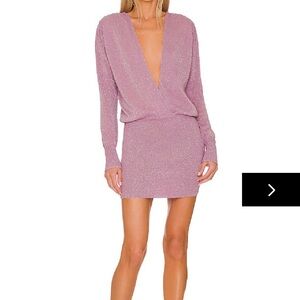 Superdown Shimmering Mauve Long Sleeve Dress